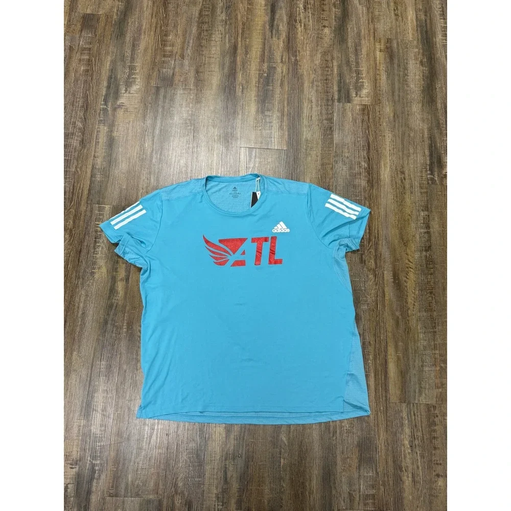 Adidas Aeroready ATL Graphic T-Shirt‎ Light Blue Red IC7625 Mens 3XL NEW